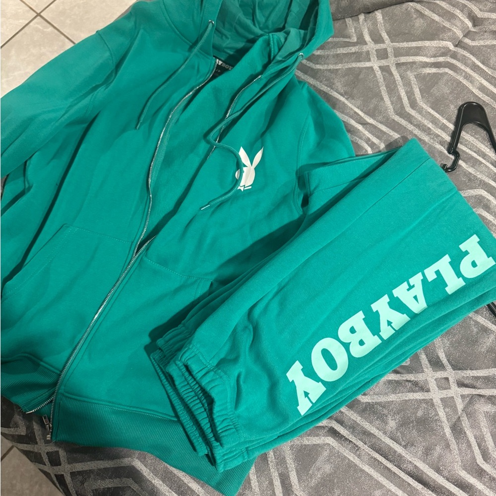 Playboy Teal Tracksuit Set